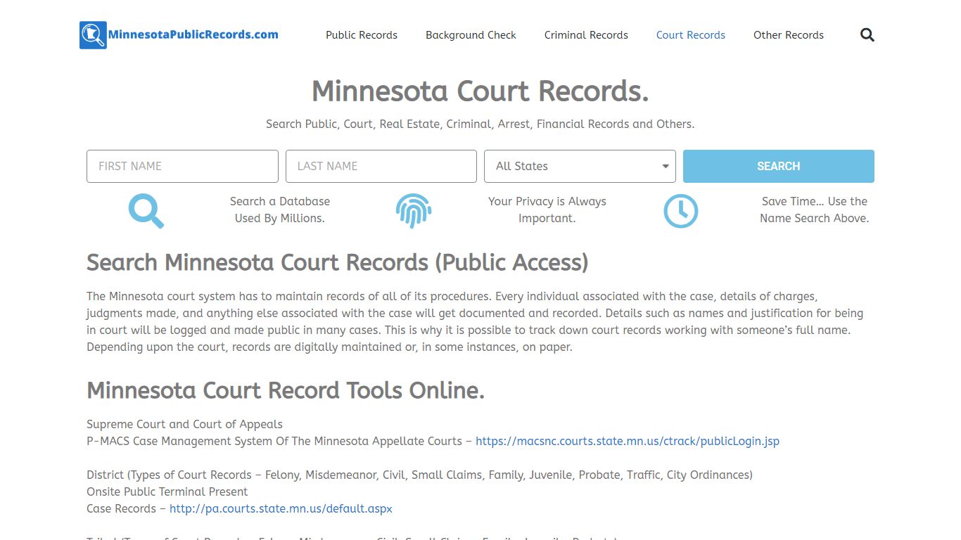 Minnesota Court Records: MinnesotaPublicRecords.com
